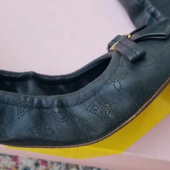 Authentic Louis Vuitton Leather Navy Elba Flats 37 - Picture 6 of 11